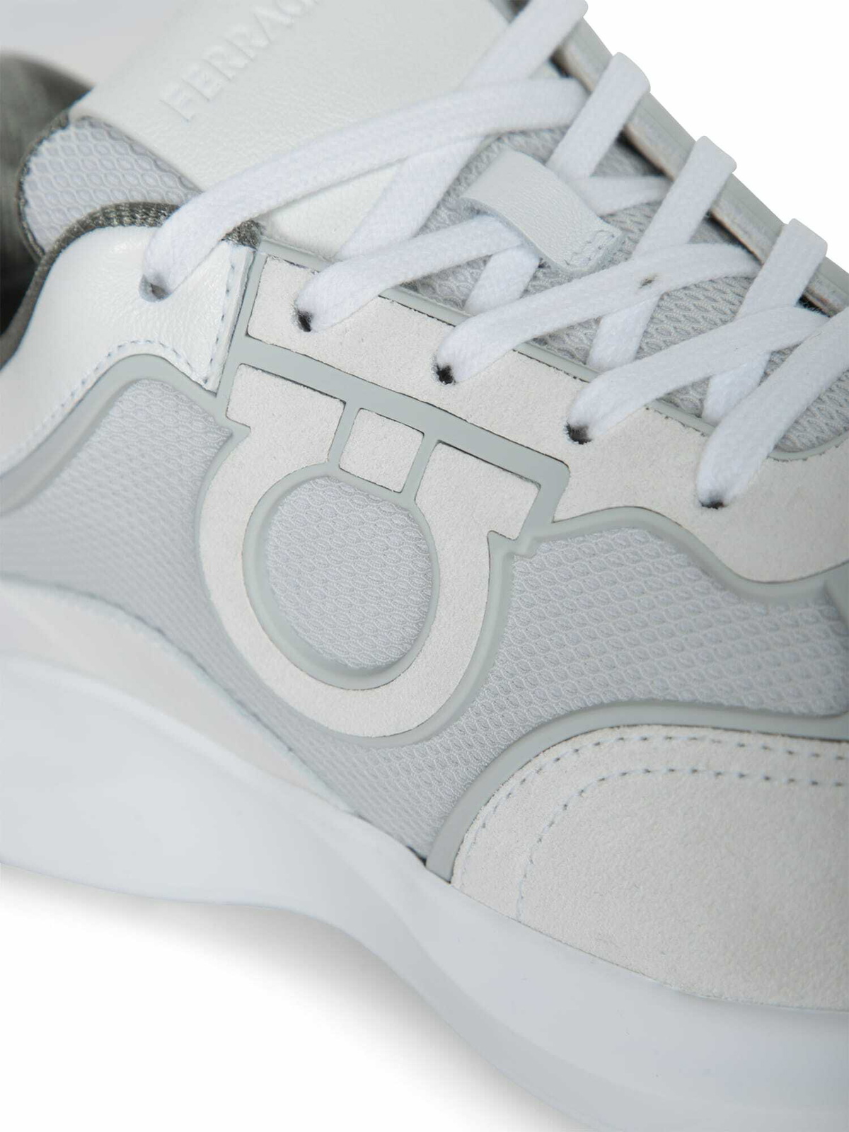 【送料&関税込】Ferragamo Bay Man White And Grey Sneaker Ferragamo Bay Man White And Grey Sneaker Salvatore Ferragamo