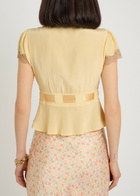 Rixo Daniela Lace-trim Silk top Yellow