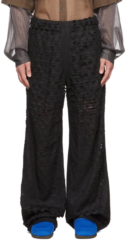 Photo: Dries Van Noten Black Perforated Trousers