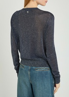 Rabanne Embellished Metallic-knit Cardigan Navy