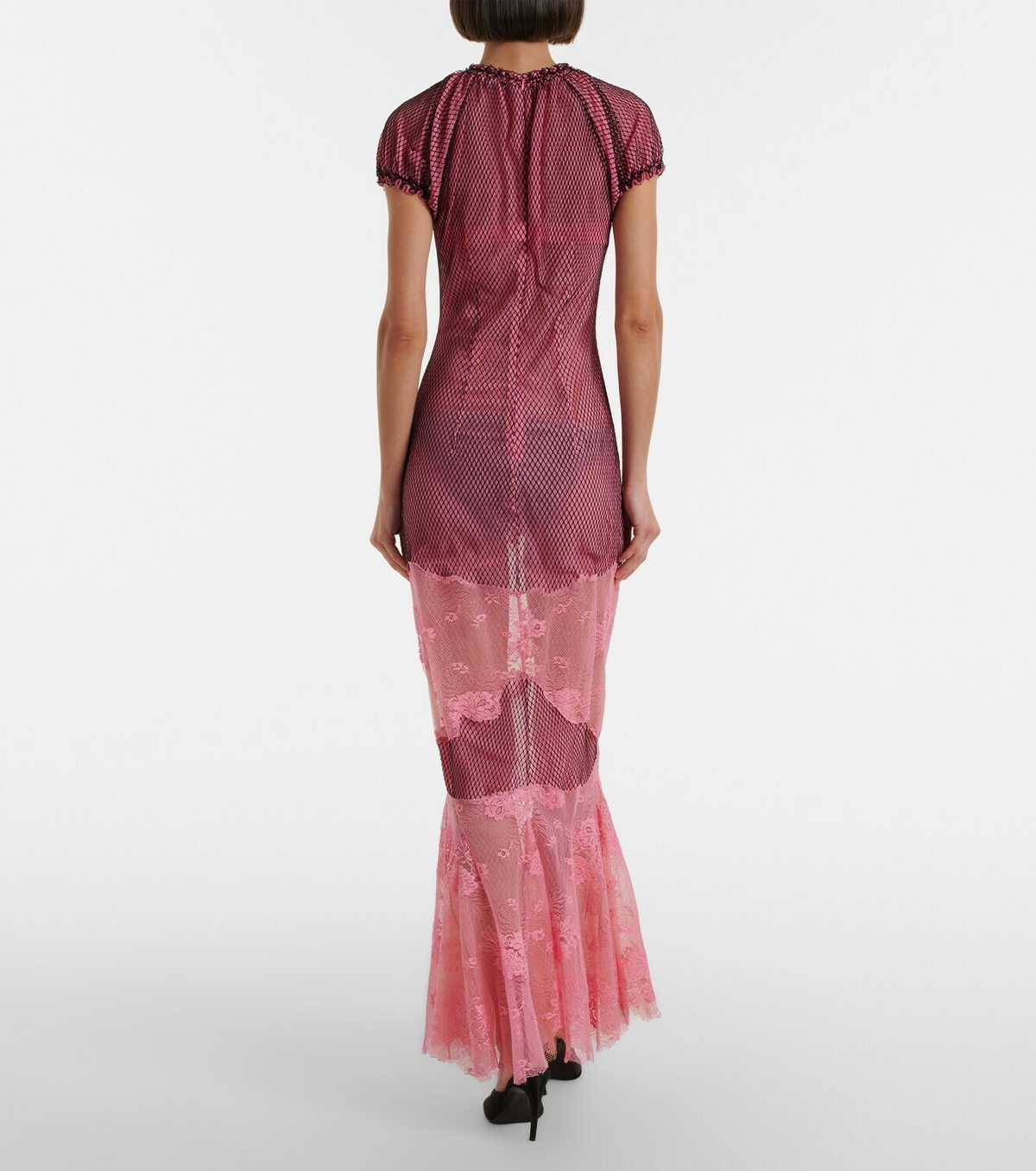 The Attico Sheer lace and mesh maxi dress
