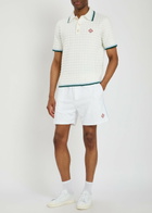 Casablanca Logo-appliquéd Bouclé Polo Shirt White