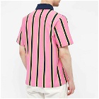 Adidas Men's Stripe Polo Shirt in Screaming Pink/Yellow/Navy