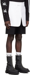 We11done Black Polyester Shorts
