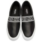 Kenzo Black Leather Kapri Slip-On Sneakers