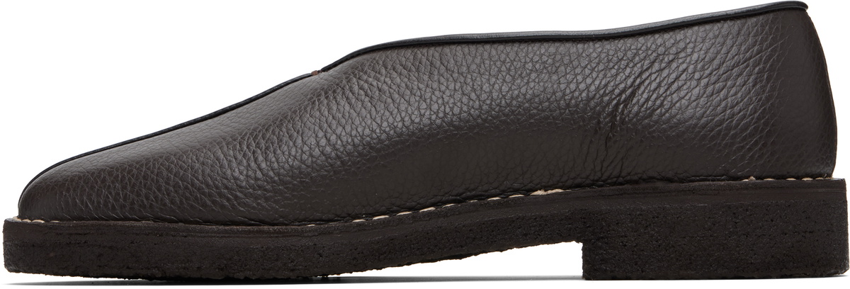 LEMAIRE Brown Piped Crepe Loafers