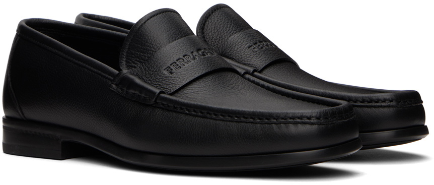 Salbatorre Ferragano Black Leather Loafers Ferragamo Gancini Grained Leather Loafers - Black | 021669  main image 3