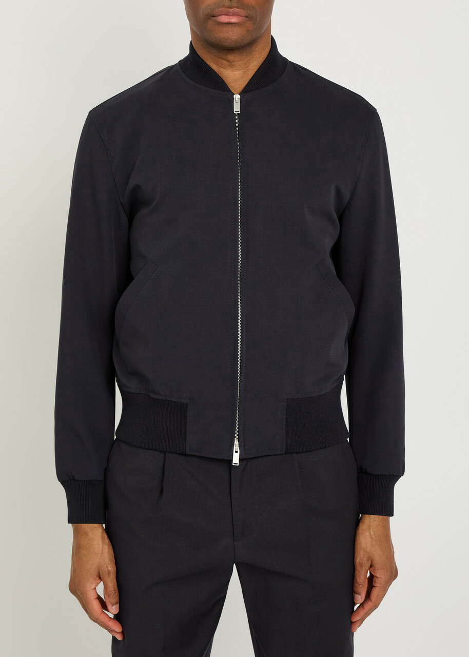 Lardini Wool Bomber Jacket Navy