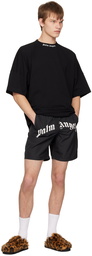 Palm Angels Black Printed Swim Shorts