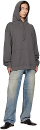 MM6 Maison Margiela Gray Embroidered Hoodie