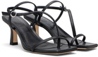 Aeyde Black Elise Leather Toe-Post Heeled Sandals