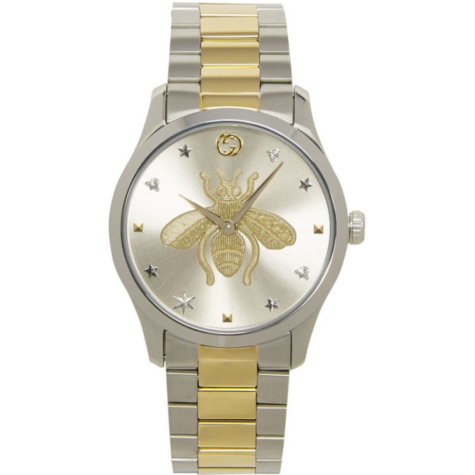 Photo: Gucci Silver and Gold G-Timeless Bee Watch