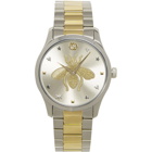 Gucci Silver and Gold G-Timeless Bee Watch