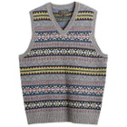 Beams Plus Men's Fair Isle Knit Vest in Grey