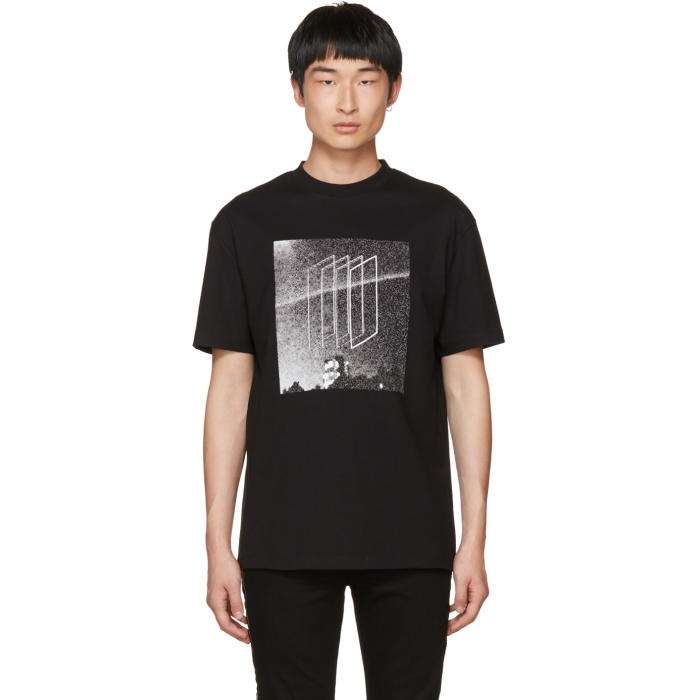 Photo: McQ Alexander McQueen Black Dropped Shoulder Graphic T-Shirt