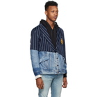 Greg Lauren Navy Stripe Denim 50/50 Prep Blazer