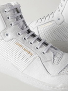 SAINT LAURENT - SL/24 Perforated Leather High-Top Sneakers - White