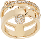 Rainbow K Gold Double Piercing Ring