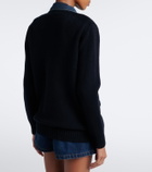 Sacai Layered wool-blend and denim cardigan