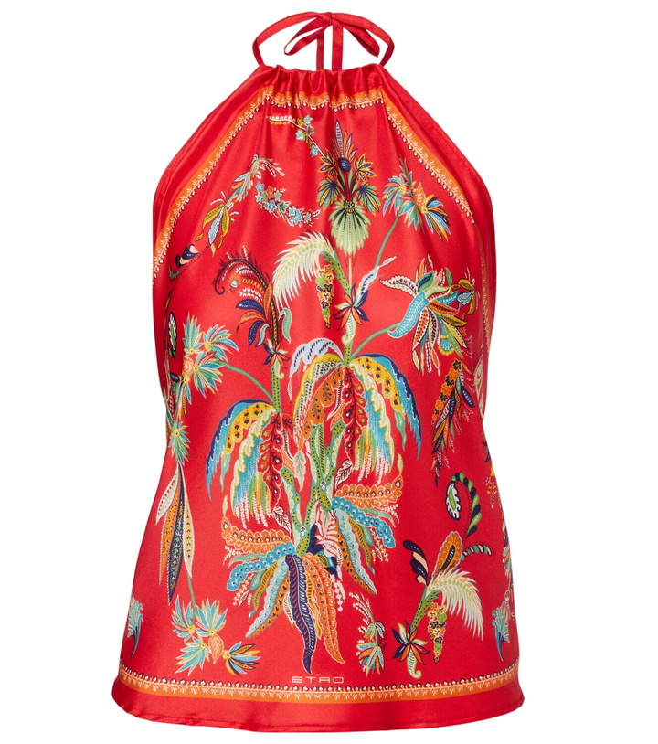 Photo: Etro Printed halterneck silk twill top