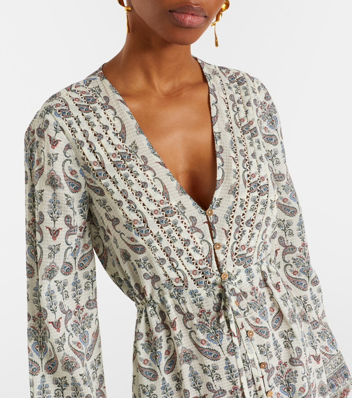 veronica beard dress Lana Scarf-Print Midi | Blue Jay Multi while the lightweight satin textile ensures a fluid movement Veronica Beard Vani paisley ruffled