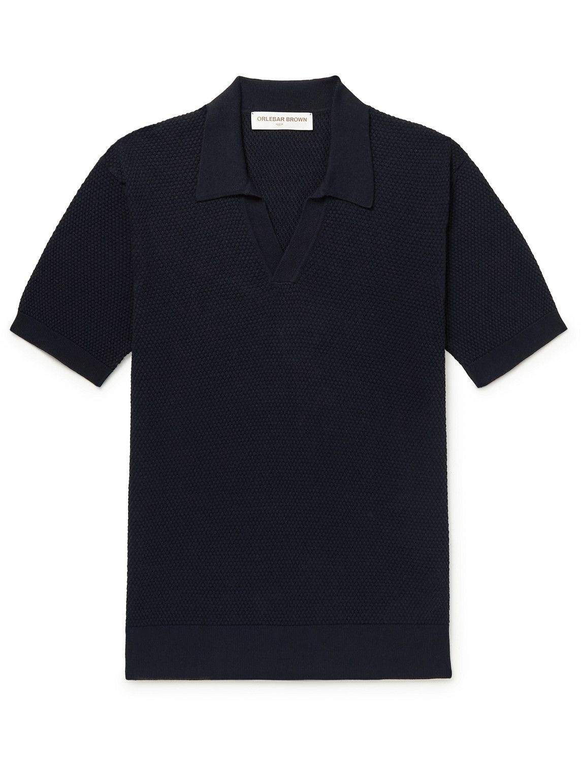 Photo: Orlebar Brown - Honeycomb-Knit Cotton Polo Shirt - Blue