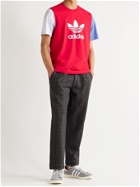 ADIDAS ORIGINALS - Color-Block Logo-Print Cotton-Jersey T-Shirt - Red