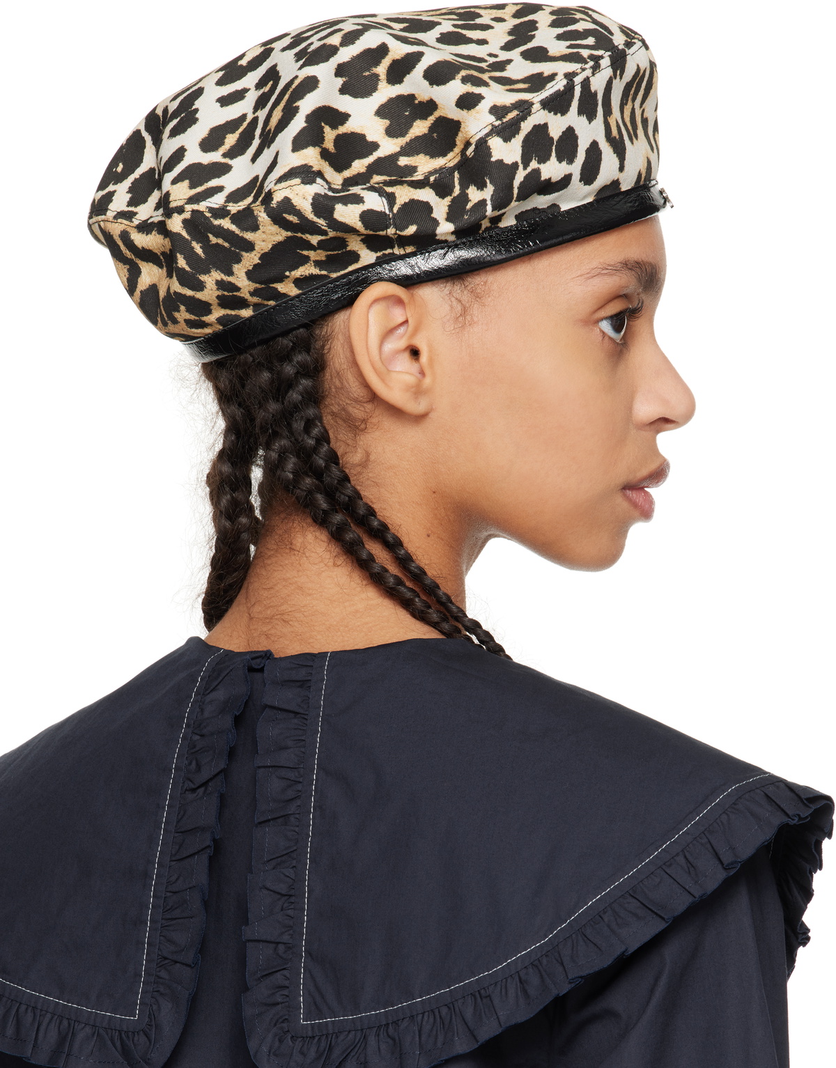 ハット GANNI WOOL HAT WITH LEOPARD PATTERN Ganni Women Wool Hat With Leopard Pattern In Brown | ModeSens