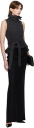 AARON ESH Gray Tied Roller Neck Vest