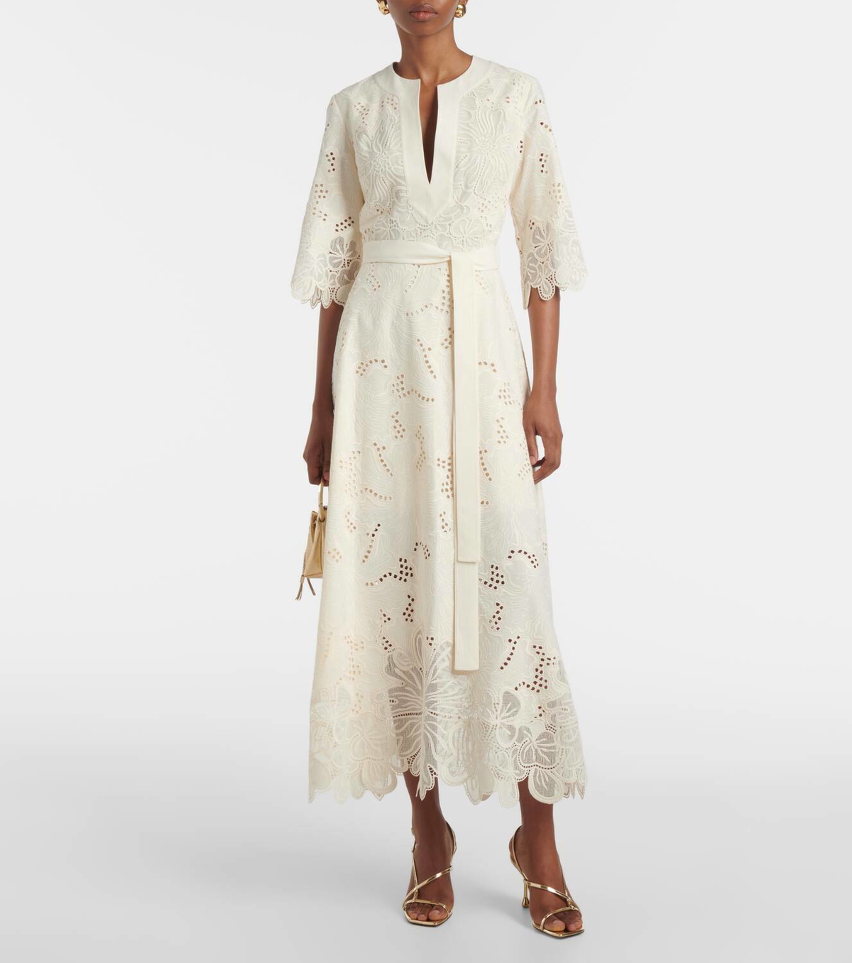 Elie Saab Embroidered broderie anglaise midi dress Elie Saab Elie Saab Embroidered broderie anglaise midi dress Elie Saab