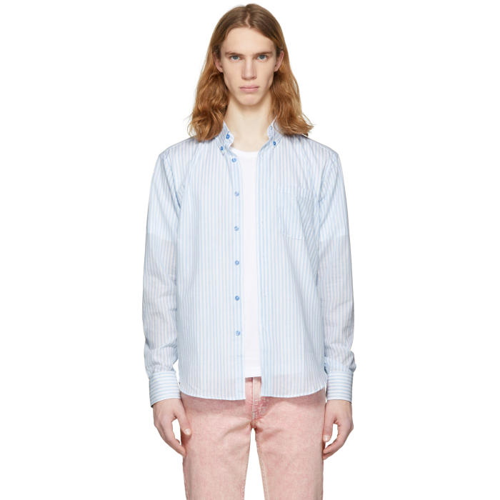 Photo: Naked and Famous Denim White and Blue Summertime Stripe Shirt