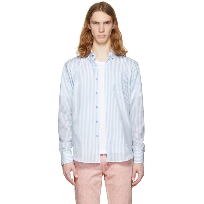 Photo: Naked and Famous Denim White and Blue Summertime Stripe Shirt