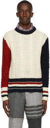 Thom Browne Wool RWB Stripe Cable Sweater