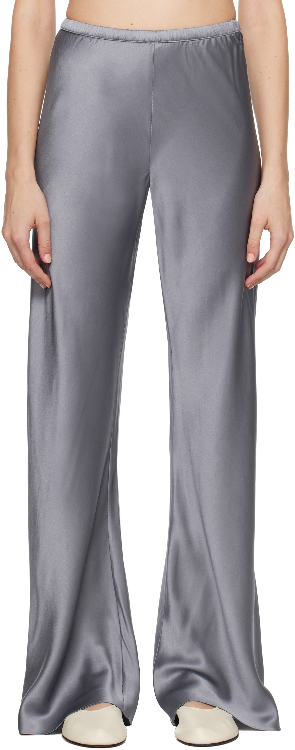 Silk Laundry Gray Bias Cut Lounge Pants