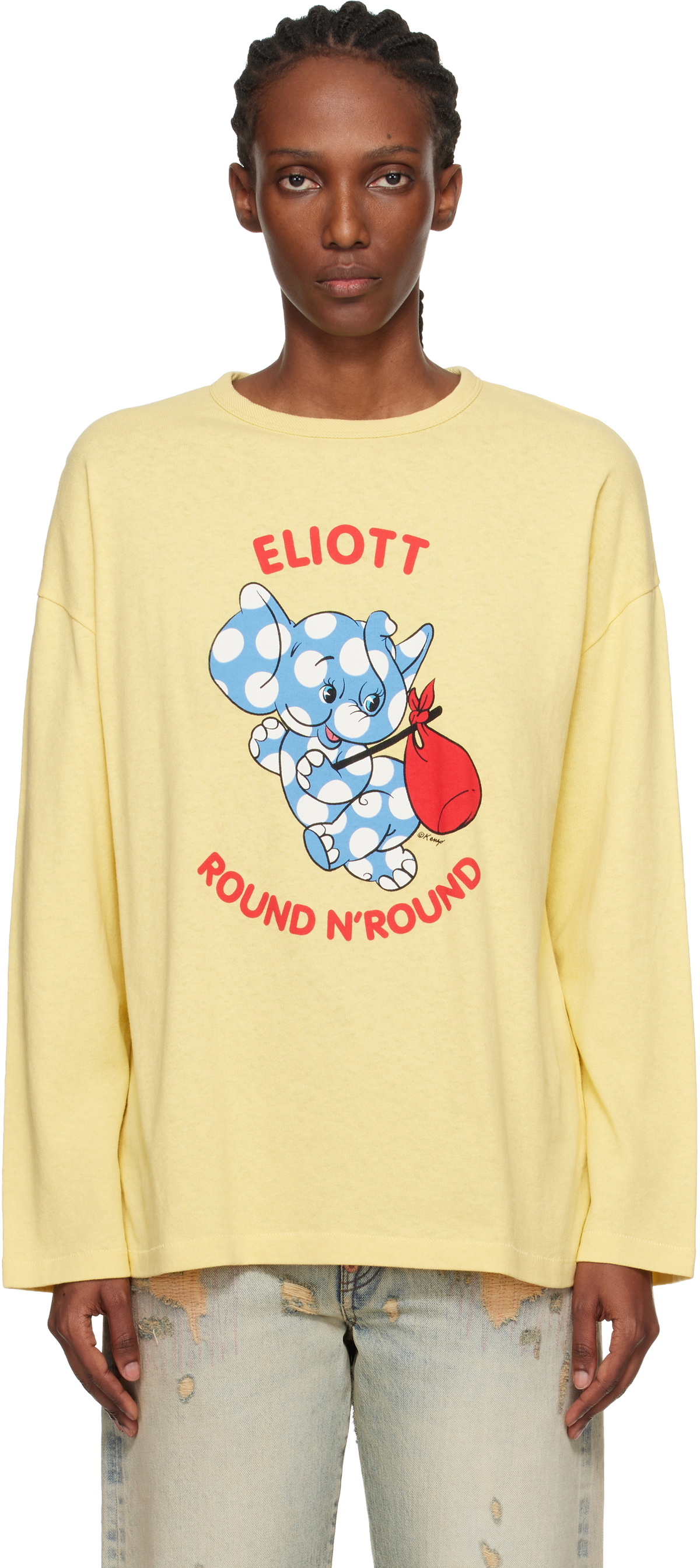 Kenzo Yellow Kenzo Paris 'KENZO Cartoon' Long Sleeve T-shirt