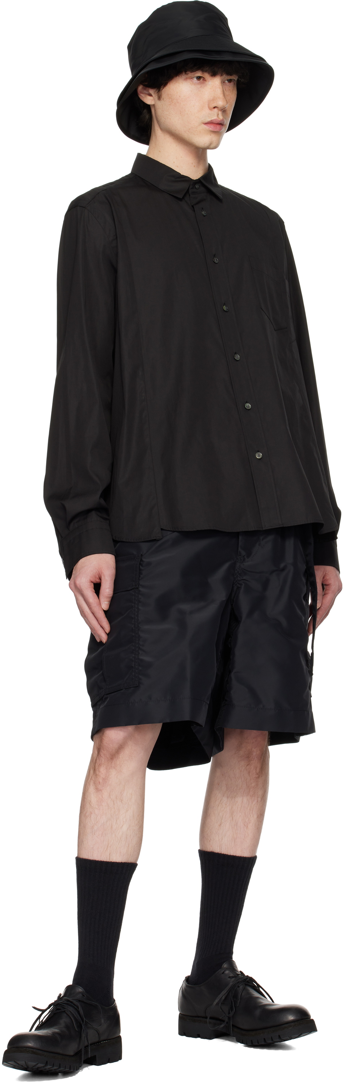 sacai Black Cotton Poplin Shirt Sacai