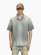 Diesel D-nabil-d Striped Distressed Denim Shirt