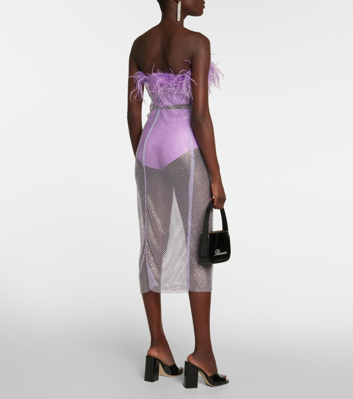 Giuseppe di Morabito Feather-trimmed embellished midi dress
