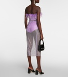 Giuseppe di Morabito Feather-trimmed embellished midi dress