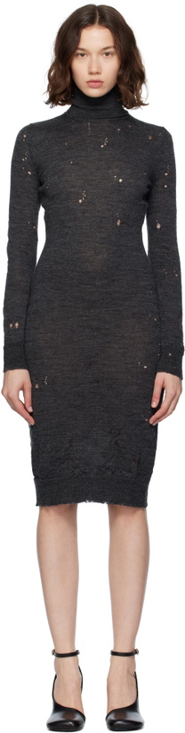 Photo: MM6 Maison Margiela Gray Turtleneck Midi Dress
