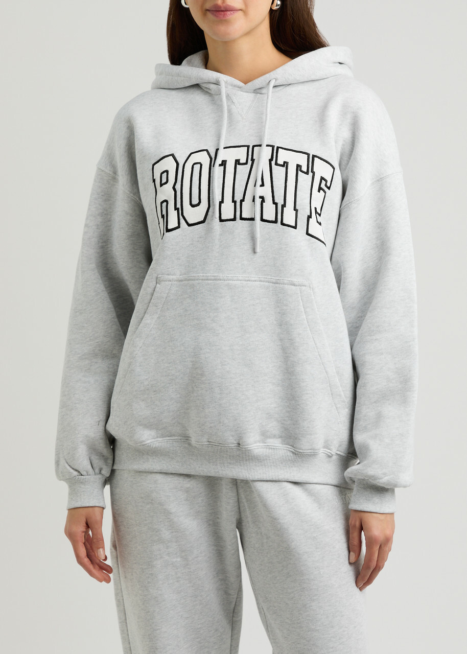 Rotate Sunday Logo Hooded Cotton Sweatshirt Light Grey
