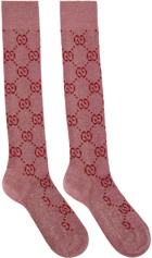 Gucci Pink & Red Lamé GG Socks