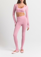 Skims Cropped Ribbed Wool-blend top Pink