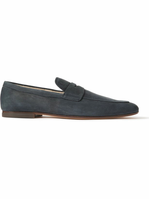 Photo: Tod's - Logo-Debossed Suede Penny Loafers - Blue