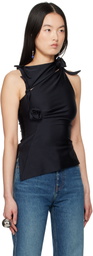 Coperni Black Asymmetric Flower Tank Top