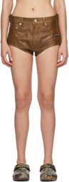 VTMNTS Brown Five-Pocket Leather Shorts