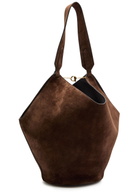 Khaite Lotus Small Suede Tote - Dark Brown - One Size
