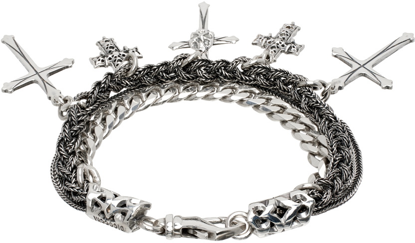 Emanuele Bicocchi Silver Cross Charm Bracelet