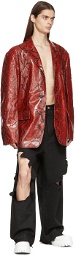 VETEMENTS Red Python Leather Jacket