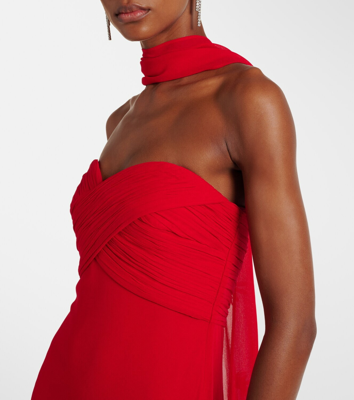 Self-Portrait Floral-appliqué scarf-detail gown